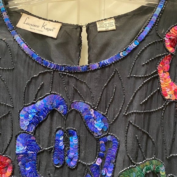 Vintage LAURENCE KAZAR Sequined Silk Top - Picture 12 of 16
